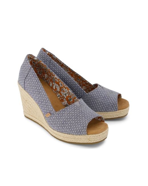 TOMS Blue Essential Wedge Peep-Toe