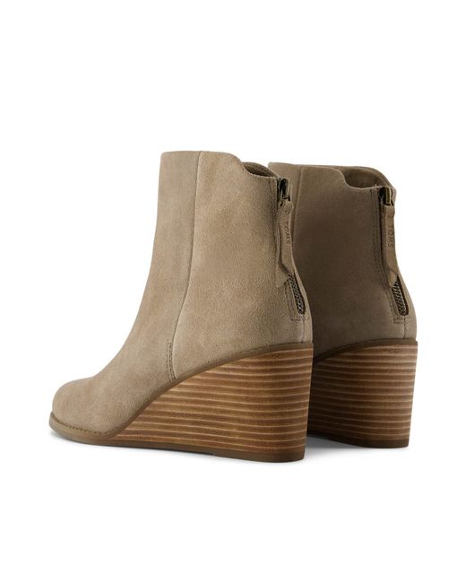 TOMS Brown Suede Wedge Ankle Boots