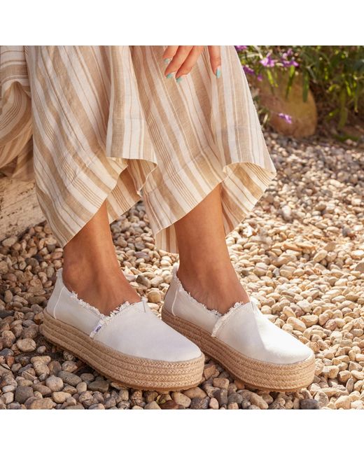 TOMS White Valencia Platform Espadrille