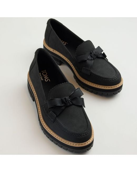 TOMS Black Cara Bow Loafer Shoes