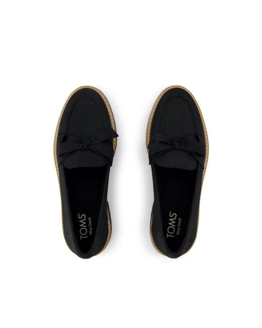 TOMS Black Cara Bow Loafer Shoes
