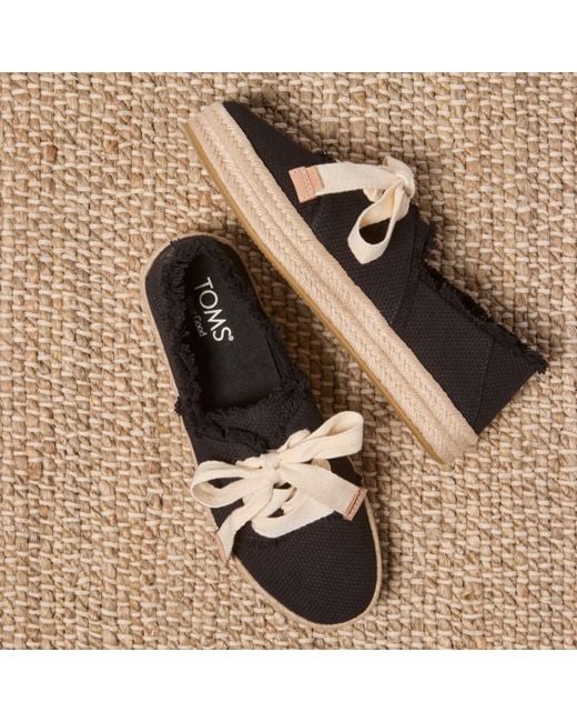 TOMS Black Carolina Lace-Up Espadrille