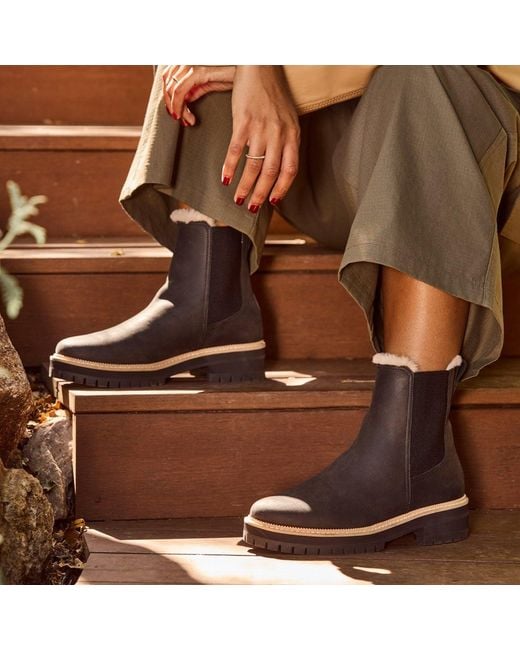 TOMS Black Faux Fur Lined Chelsea Bennet Boots