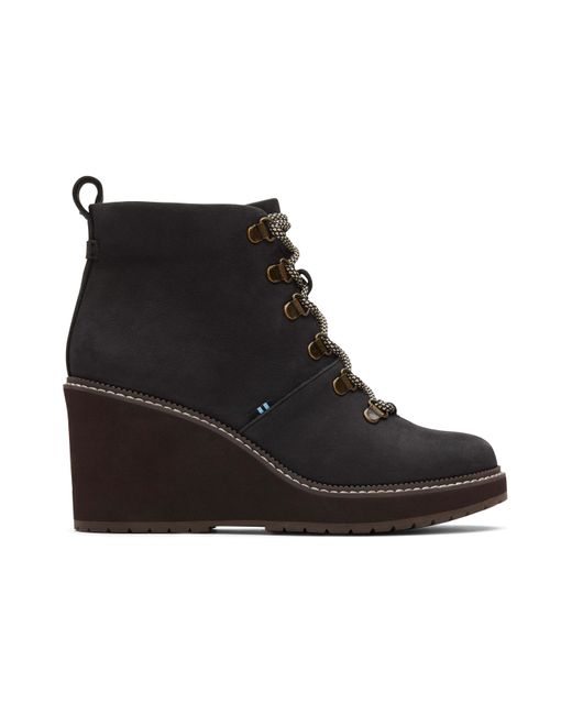 TOMS Leather Melrose Wedge Boot in 