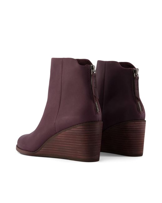 TOMS Brown Wedge Leather Ankle Boots
