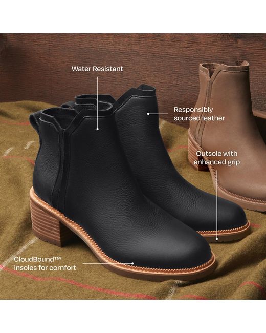 TOMS Black Water-Resistant Leather Ankle Boots