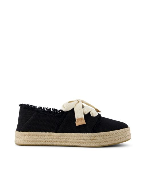 TOMS Black Carolina Lace-Up Espadrille