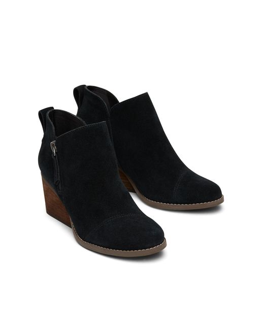 TOMS Black Goldie Wedge Boots