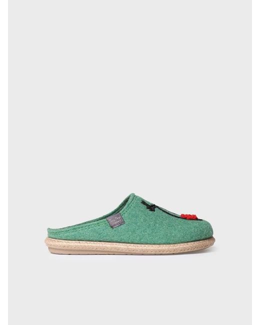 Toni Pons Green Felt Slippers