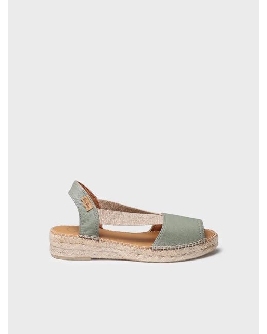 Toni Pons White Flat Leather Sandal With Elastics