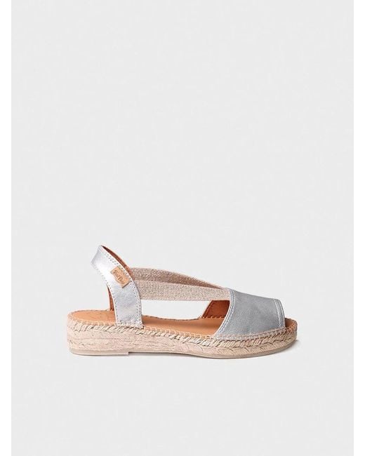 Toni Pons White Flat Leather Sandal With Elastics