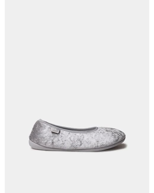 Toni Pons White Ballerina-Style Velvet Slippers
