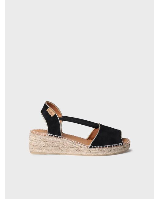 Toni Pons Black Suede Wedge Espadrilles