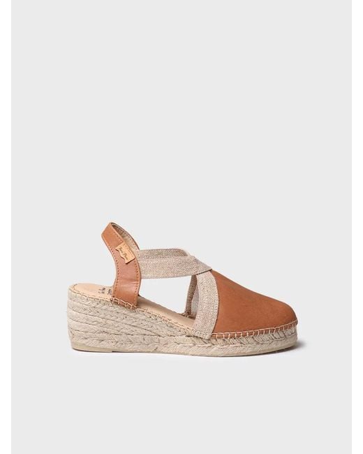 Toni Pons Pink Leather Espadrille With Wedge And Elastics Designed For Wide Fit