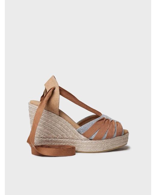 Toni Pons Multicolor High Wedge Espadrille With Ribbons