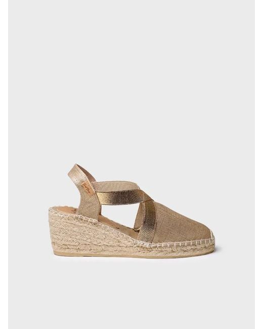 Toni Pons Natural Espadrille With Jute Wedge And Elastics
