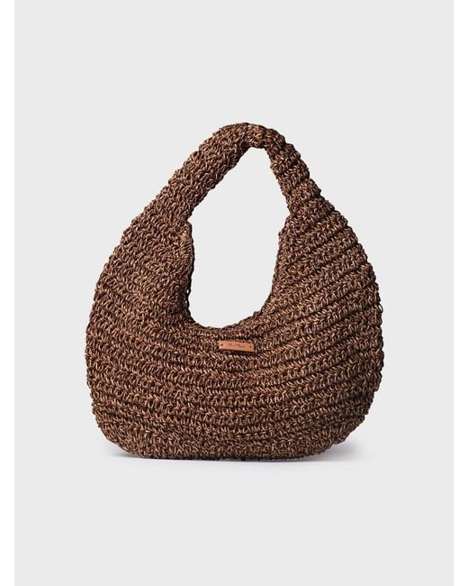 Toni Pons Brown Raffia Handbag With Shiny Finish