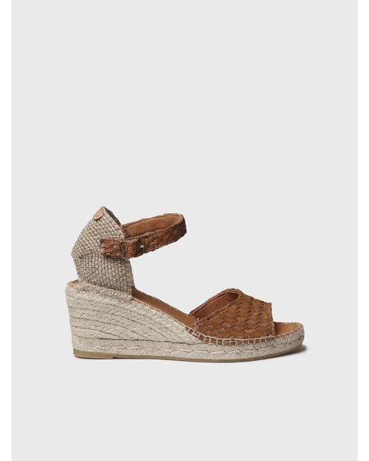 Toni Pons White Leather Braided Wedge Espadrille