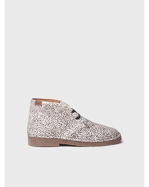 Toni Pons White Leather Ankle Boot With Polka Dot Print