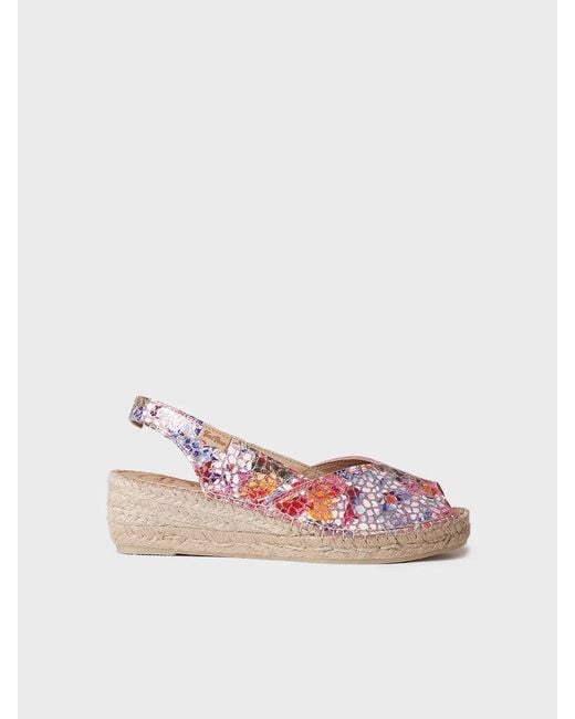 Toni Pons Pink Leather Wedge Espadrilles