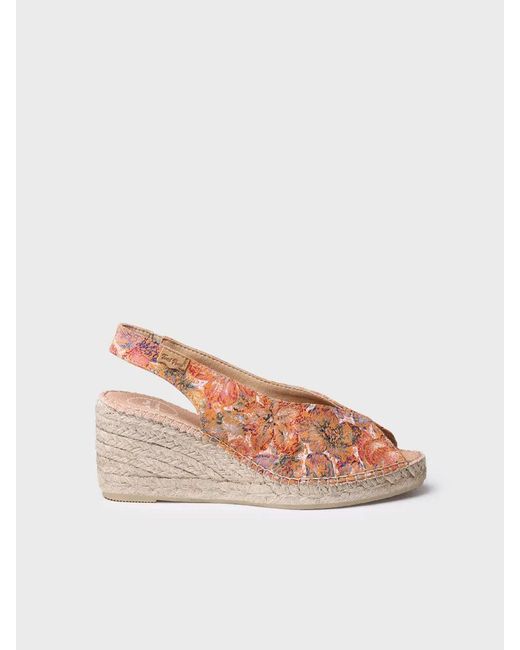 Toni Pons Pink Multicolour Leather Peep Toe Espadrille