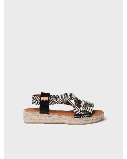 Toni Pons Black Open Espadrille With Multicolour Elastics
