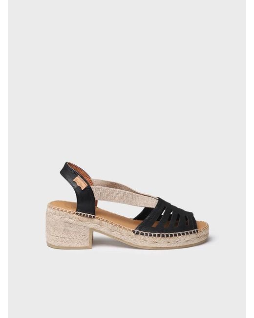 Toni Pons Natural Leather Espadrille With Wide Heel And Elastic