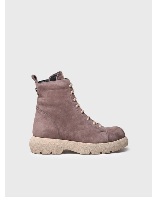 Toni Pons Gray Nubuck Leather Boot With Laces
