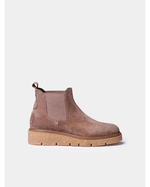Toni Pons Brown Split Leather Ankle Boot With Side Elastics