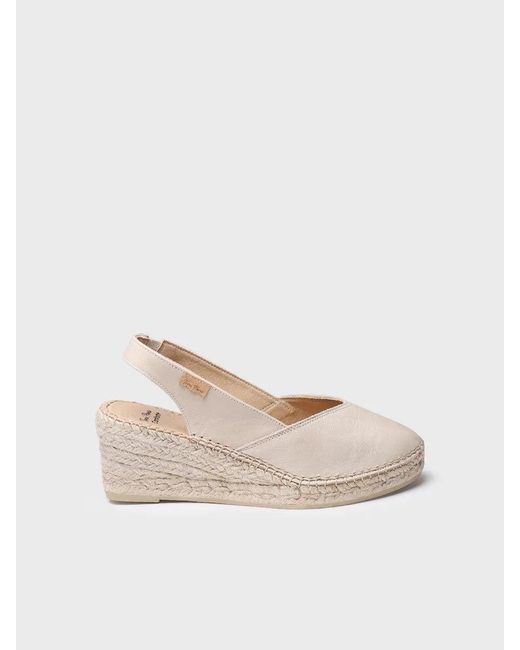 Toni Pons Natural Leather Espadrille With Wedge For Wide Fit