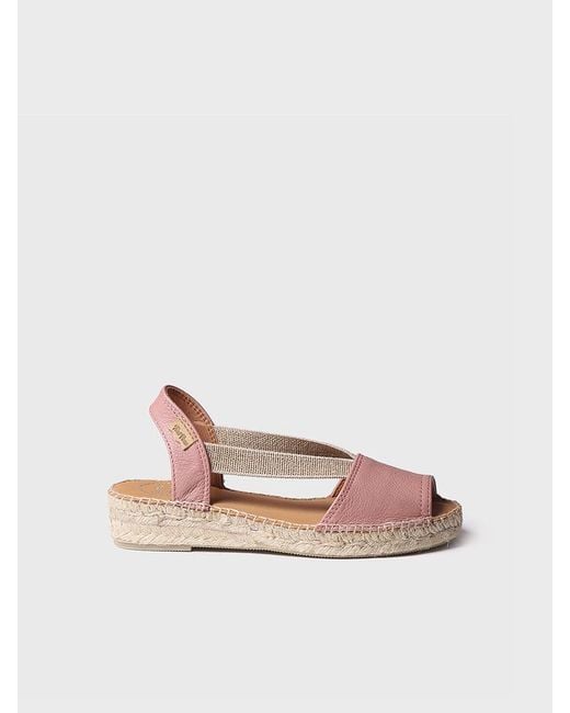 Toni Pons Pink Flat Leather Sandal With Elastics