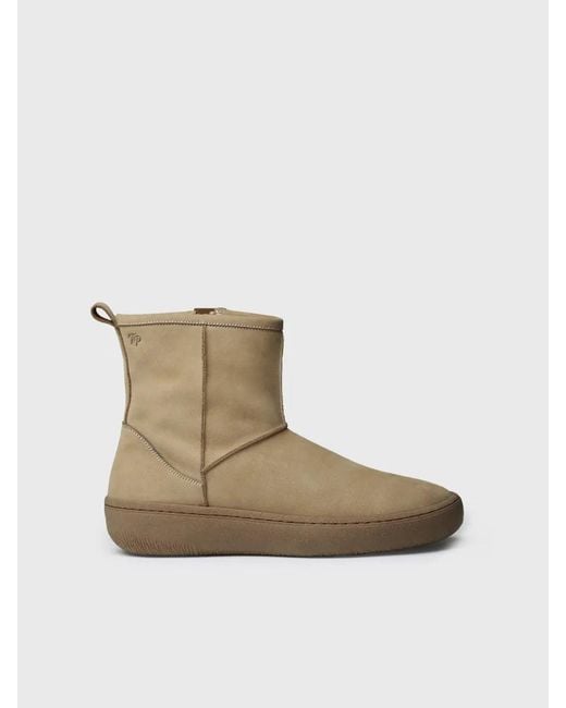 Toni Pons Natural Nubuck Leather Ankle Boot With Side Zip