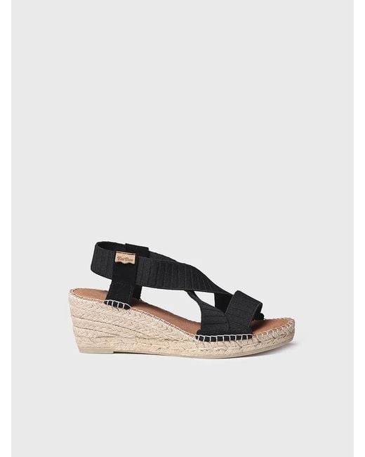 Toni Pons Black Wedge Sandal With Elastic Straps