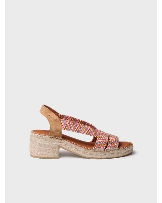 Toni Pons Pink Espadrille With Wide Heel And Two-Tone Elastics