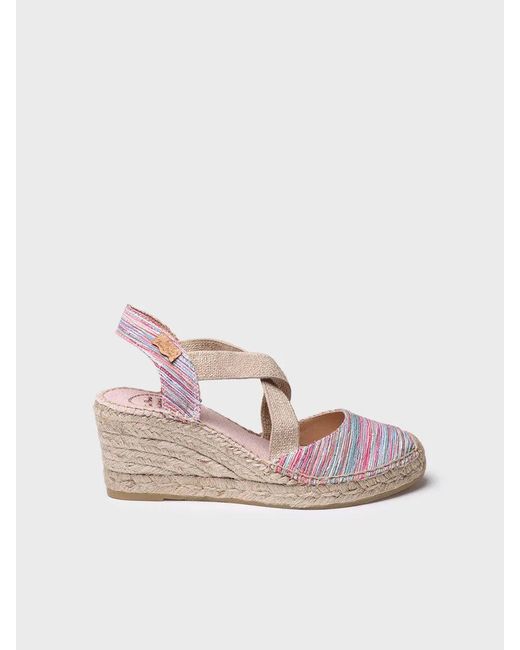Toni Pons Pink Espadrille With Wedge And Crossed Elastic Straps