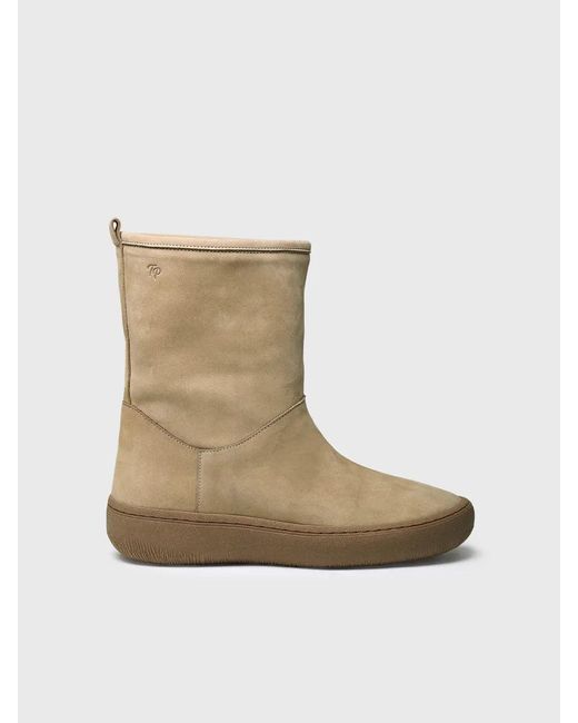 Toni Pons Natural Nubuck Leather Ankle Boot With Side Zip