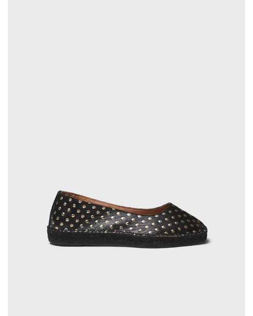 Toni Pons White Flat Leather Ballerina Espadrille With Metallic Dots