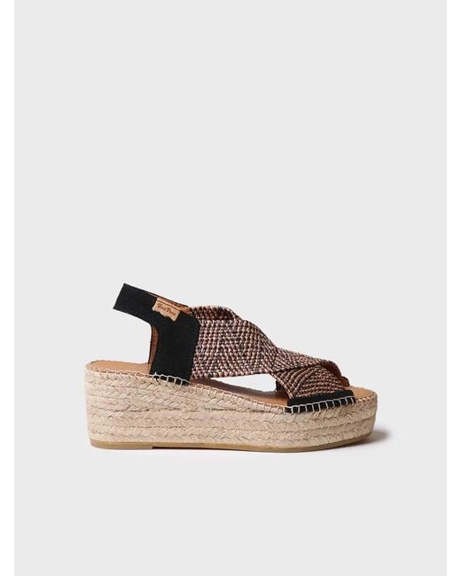 Toni Pons Black Espadrille With Wedge And Multicolour Elastic Straps