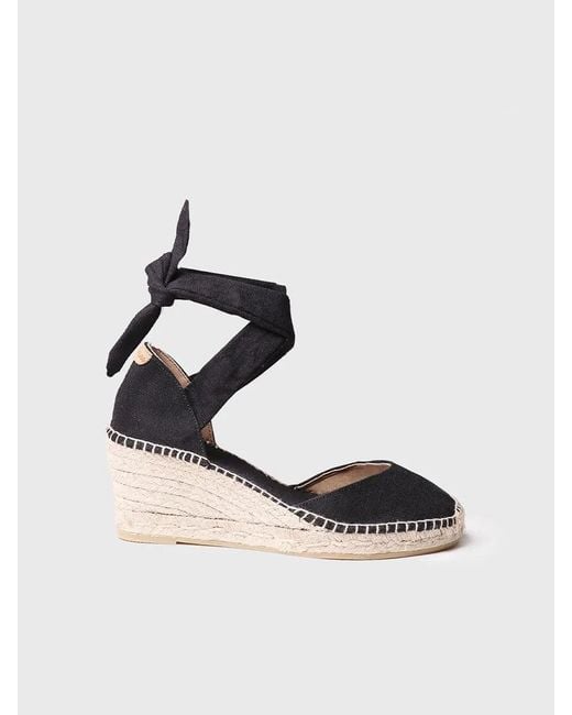 Toni Pons Black Wedge Espadrilles With Ribbons