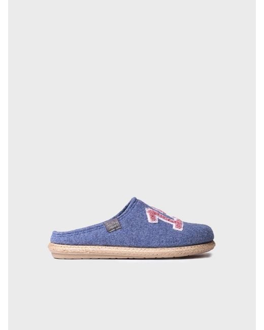 Toni Pons Blue Felt Slippers