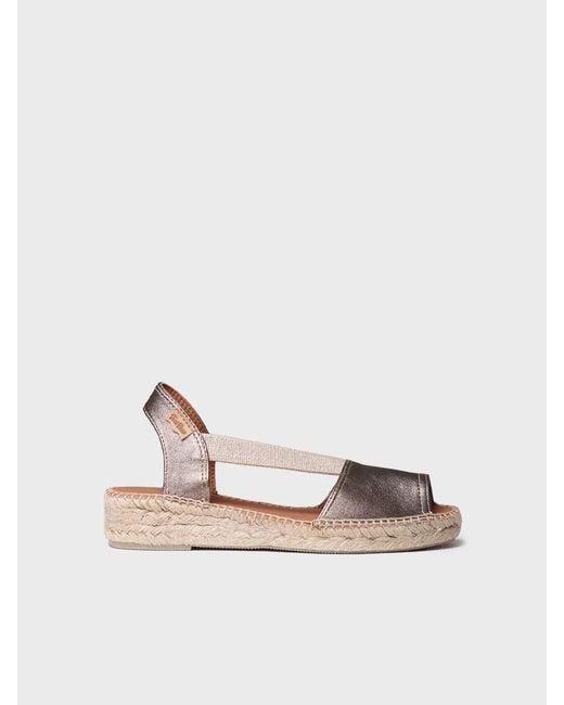 Toni Pons White Flat Leather Sandal With Elastics