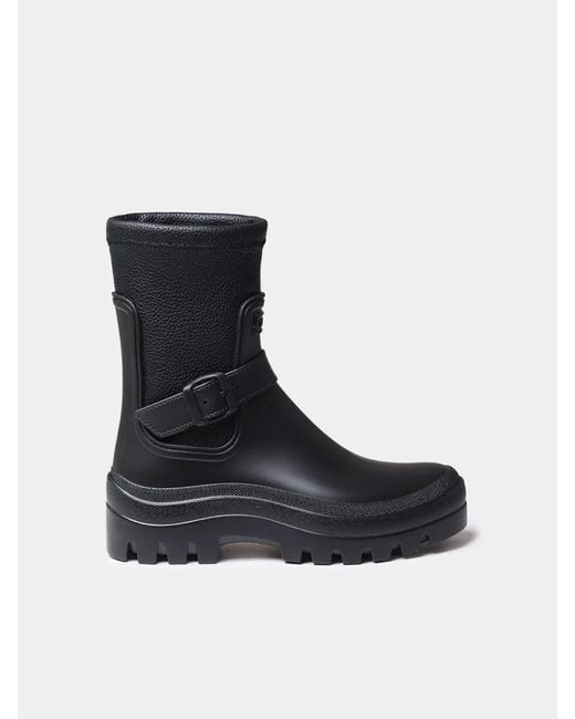 Toni Pons Black Rain Boot With Faux Leather-Effect Shaft