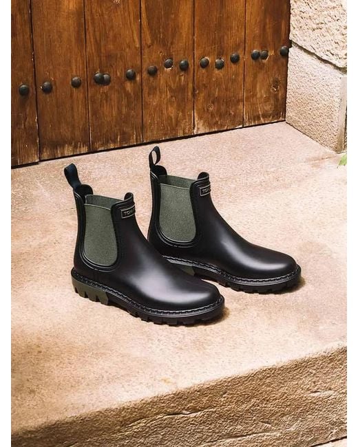 Toni Pons Natural Rain Boots With Contrasting Elastic Side Bands
