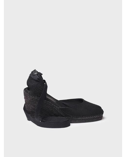 Toni Pons Black Valencian Espadrille For With Wedge And Ribbons