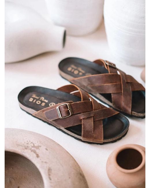 Toni Pons Natural Leather Sandals With Crossed Straps for men