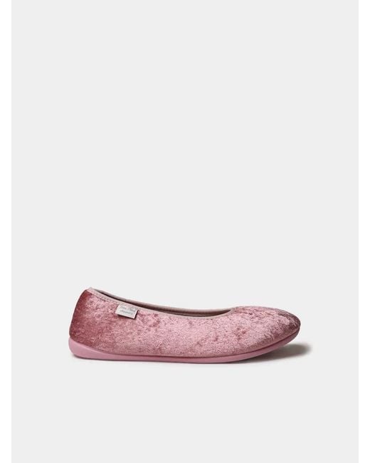 Toni Pons Pink Ballerina-Style Velvet Slippers