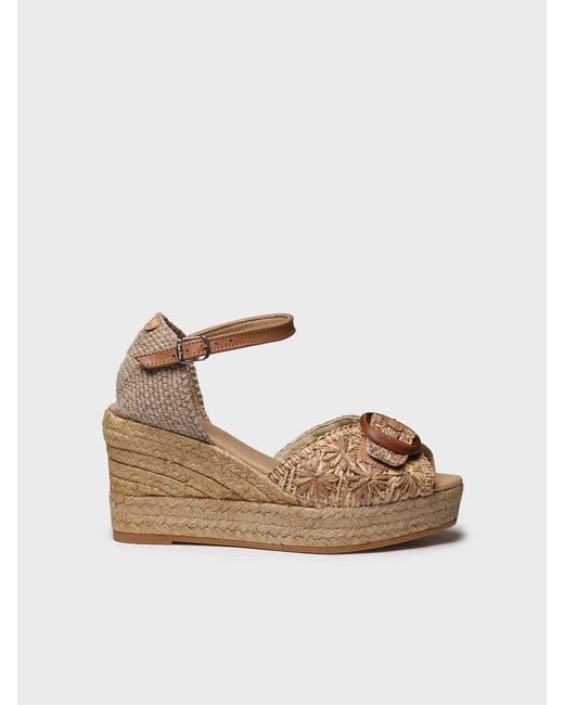 Toni Pons White Bicolour Raffia Wedge Espadrille