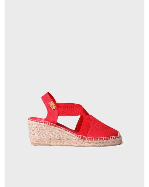 Toni Pons Red Vegan Mid-Wedge Espadrille