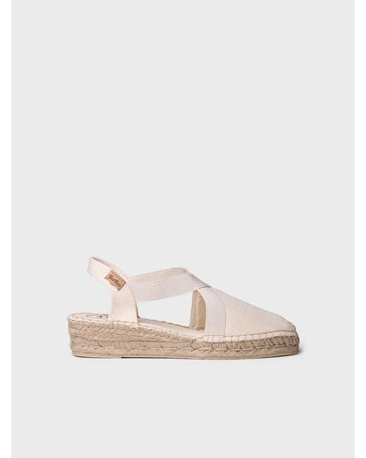 Toni Pons Natural Vegan Flat Espadrille With Elastic Bands