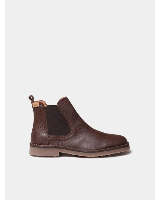 Toni Pons Brown Leather Ankle Boot With Side Elastics
